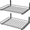 EVERHANGER Garage Wall Shelves 12x18 Inch, Wall Mounted Storage Shelf, Metal Shelf Rack, Heavy-Duty Shelf Organizer 2 Pack, Black