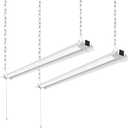 2-Pack 4ft LED Shop Light, 84W/7000LM/4000K Garage Hanging Lights with Plug-in Power Cord, 4ft Shop Led Lights with Pull Chain Switch, ETL Listed for Workbench, Basement