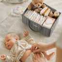 Blissful Diary Baby Diaper Caddy Organizer, Stylish Storage Basket for Newborn Essentials and Diaper Station, Gift for Baby Shower and Registry Must-Have, Light Gray