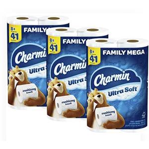Charmin Ultra Soft Toilet Paper, 24 Family Mega Rolls