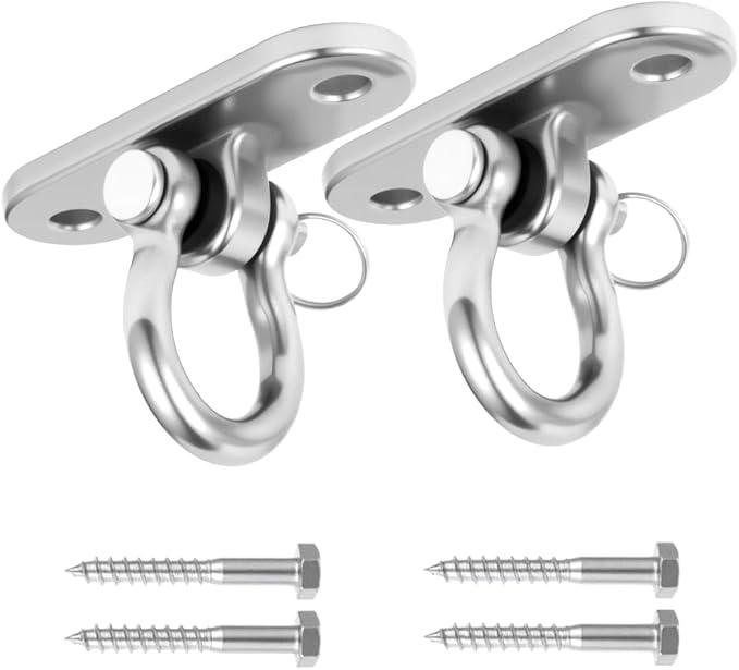 2Pcs 2000 lbs Load Capacity 304 Stainless Steel Swing Bracket Porch Swing Hanging Kit 180°C Front and Back Rotation for Swing Set Accessories, Playground, Yoga Hammock, and More 2Pcs 2000 lbs Load Capacity 304 Stainless Steel Swing Bracket Porch Swing Hanging Kit 180°C Front and Back Rotation for Swing Set Accessories, Playground, Yoga Hammock, and More