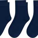 SIPCOLOR Womens Viscose Bamboo Crew Socks Thin Casual Ultra Soft Colorful Above Ankle Socks Breathable Comfortable 3/6 Pairs (US, Numeric, 8-11, Regular, Regular, Navy Blue(3 Pairs))