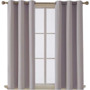 Thermal Insulated Blackout Curtains for Bedroom Windows Silver Grey Curtains 90" width x 50" drop 2 Panels, Ring Top Eyelet Super Soft Blackout Eyelet Curtains for Living Room