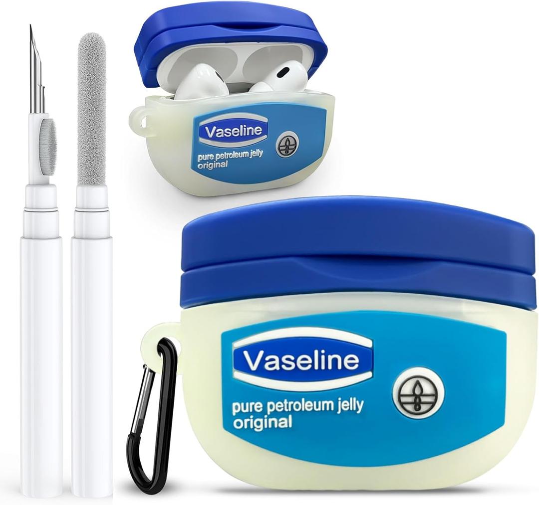 Case for AirPods Pro 2nd Generation Case Cover with Cleaner Kit, Cute Cartoon Kawaii Funny AirPods Pro 2 Case 2022 Silicone Protective Cover for Apple Airpods Pro 2 with Keychain for Women Boys (Blue/ White)