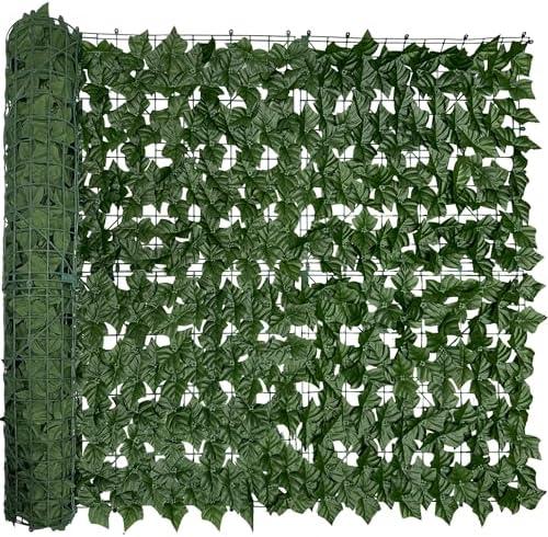 DOPGIB Artificial Ivy Privacy Fence Screen, 128 "x 48" (43 Sqft) Anti-Ultraviolet Artificial Hedge Grass Wall, Used for Indoor and Outdoor Green Background, Garden Greening Decoration