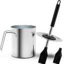 Geesta Adjustable Sauce Pot and Basting Brush Set, Long Stainless Steel Basting Brush for Cooking, Smoking, Fathers Day Grilling Gifts for Men Smoker Accessories, Large Capacity Grilling Tools, 1 Pack