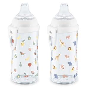 NUK Active Cup, Fun Fruits and Animals, 10 Oz, Pack of 2 – BPA Free, Spill Proof Transition Sippy Cup
