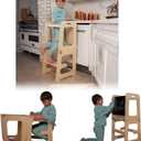 Avenlur Date 4-in-1 Foldable Tower - Toddler Step Stool with Chalkboard, Desk and Chair - Montessori and Waldorf Style Stool for Ages 18 Months to 6 Years (Natural)