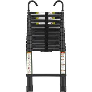 Telescopic Ladder, 20.34FT RIKADE Aluminum Telescoping Ladder with Stable Hook and Non-Slip Feet, Portable Extension Ladder for Household and Outdoor Working 330lb Capacity (Black)
