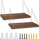 Fabric Wall Cubicle Shelf with Hooks for Work Decor, 11.8''x6'' Wooden Cubicle Organizer Storage Shelf with Hangers Cubicle Accessories for Office & Women Men Desk2 Pack