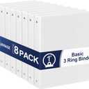 1-Inch 3-Ring-Binder with Pockets, 1'' Basic Binders 1-inch View Round Binders Holds 200 Sheets US Letter Size 8.5'' x 11'' - Bundle Packs Perfect for Home, Office, and School (1-inch)