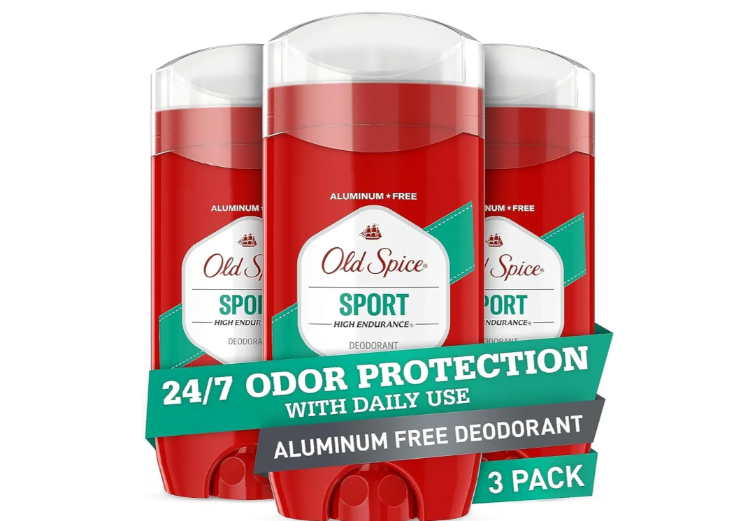 Old Spice Aluminum Free Deodorant For Men, High Endurance, 24/7 Sweat Defense & Odor Protection, 24/7 Freshness & Lasting Scent, Sport Scent, 3.0 oz (Pack of 3)