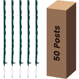 50 Pack Electric Fence Posts, 48 inch Step in Fence Post, Temporary Plastic Fence Posts for Farm Protection, Sturdy Fencing Post for Garden Yard