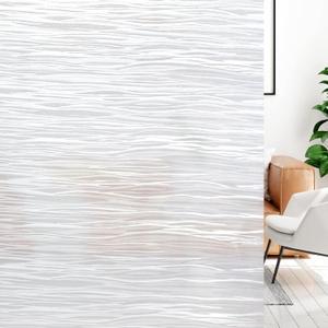 LUTE Window Privacy Film, Frosted Glass Window Film, Removable Sun Blocking Heat Control Door Frost Covering, Static Cling Decorative Opaque Frosting Cling Glass Sticker, Wave Pure, 23.6" x 78.7"
