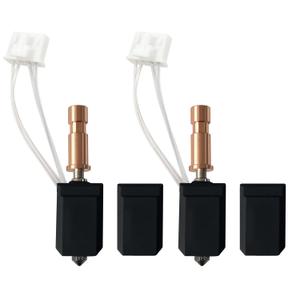 2PK 0.4MM Ceramic Hotend for Kobra S1 Combo Hot End Kit Print Head Block Heating Cartridge Thermistor Hardened Steel Nozzle with Extra 2PK Silicone Rod for Anycubic Kobra S1/ACE Pro