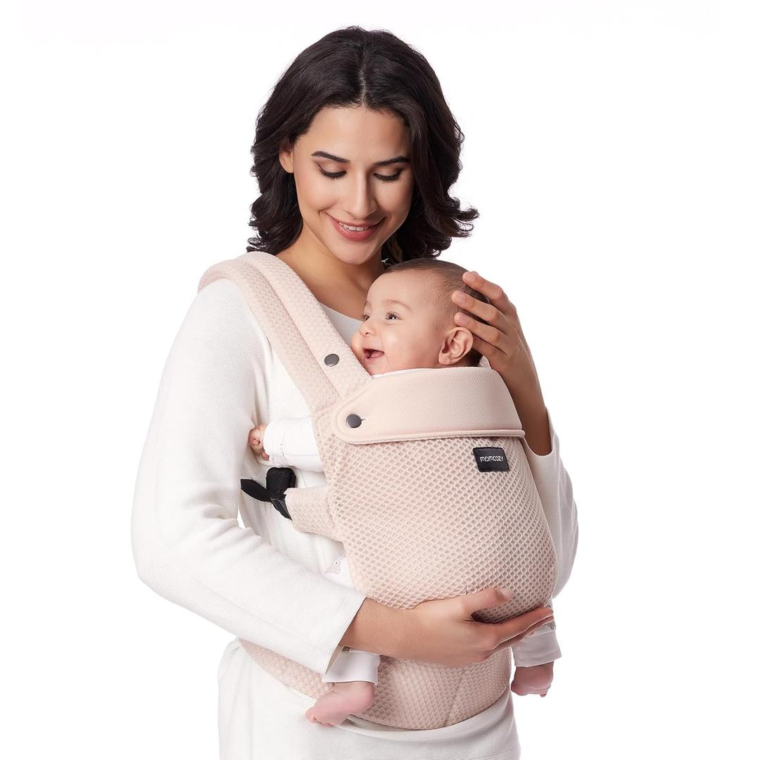 Momcozy Breathable Mesh Baby Carrier, Ergonomic and Lightweight Infant Carrier for 7-44lbs with Enhanced Lumbar Support, All Day Comfort for Hands-Free Parenting, Air Mesh-Pink (Air Mesh-Pink)