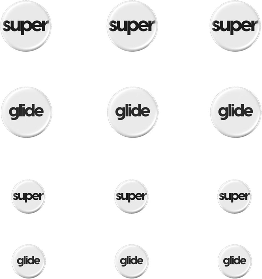 Superglide Glass Mouse Skates  Consistent Controllable Glide, Polished Round Edge, Super Balanced Gaming Mouse Feet with Durable Sole for Universal 6mm + 9mm 12pcs (TypeC, White)