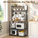 YASONIC Coffee Bar, Bakers Rack with Storage, 25.6 Inches Microwave Stand, 5 Tier Kitchen Shelves Appliance Storage, 12 S Hooks Large Coffee Station for Spices, Pots and Pans, Rustic Brown