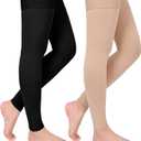 GODORIO 2Pairs 20-30mmHg Thigh High Compression Stockings, Thigh High Compression Socks for Women, Medical Compression Stockings for Varicose Veins, Swelling, Pregnant, Teacher, Doctor (XXL, Footless-Beige+Black)