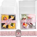 TECARATE Paper Charcuterie Boxes with Clear Lids and Stickers - 50 SETS 4 Inches Square Disposable Food Containers Bakery Boxes for Bakery, Macaron, Sandwich, Slice Cake, Cookies, Hot Cocoa Bombs