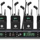 EM200 UHF Wireless in Ear Monitor System 2 Channel 4 Bodypacks Monitoring with in Earphone Used for Stage, Band, Recording Studio, Live Performance