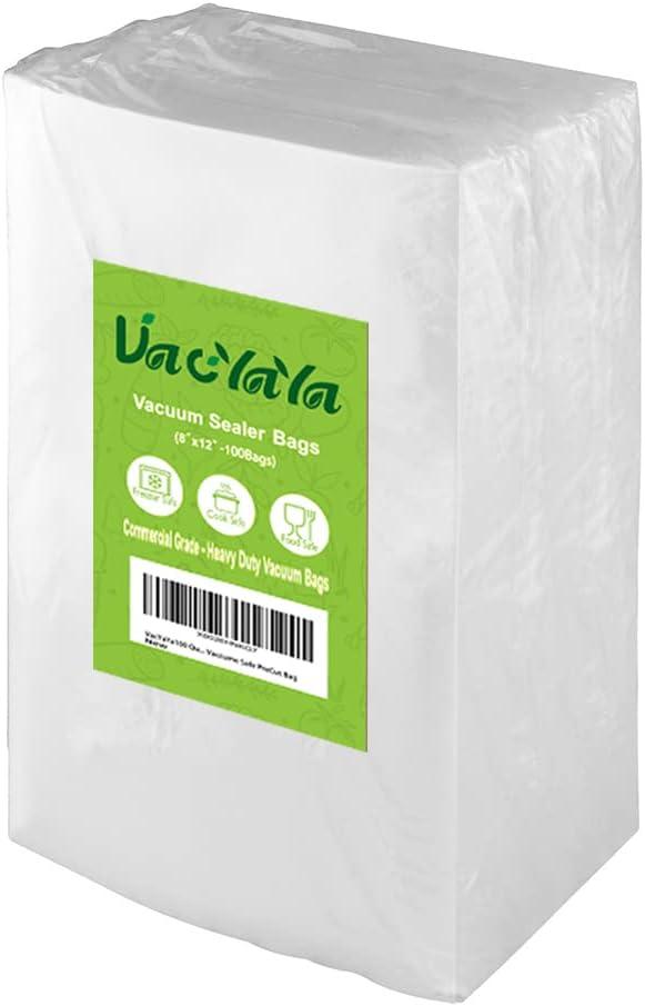 VacYaYa100 Quart 8 x 12 Inch Freezer Food Vacuum Sealer Storage Bags Size,Vac Seal a Meal Bags with BPA Free and Heavy Duty Sous Vide Vaccume Safe PreCut Bag