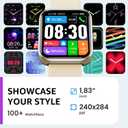 TOZO 2026 New Upgraded Smart Watch for Men Women for iPhone&Android, 1.83" Fitness Tracker Bluetooth Call [Answer/Make], IP68 Waterproof Sleep Monitor, 100+ Sport Modes Gold