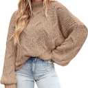 PRETTYGARDEN Women's Fall Oversized Pullover Sweaters Casual Crewneck Long Sleeve Chunky Cable Knit Tops Winter Clothing, M