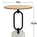 Lightdot Walnut Round Side Table Modern End Table Stable Small Sofa Side Table Metal Base Integrated Accent Coffee Table Easy Assemble Nightstand for Living Room Bedroom