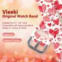 Valentines Day Watch Bands Compatible with Samsung Galaxy Watch 8 40mm 44mm /8 Classic 46mm (22mm Pattern Silicone Strap with Stainless Steel Adapter) Red Heart 20mm