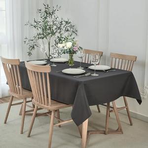 maxmill Faux Linen Texture Tablecloth Stain Resistant Waterproof, Wrinkle Resistant Washable Table Cloth, Fabric Table Cover for Dining Room, Indoor and Outdoor Use, Rectangle 60 x 120 Inch, Charcoal