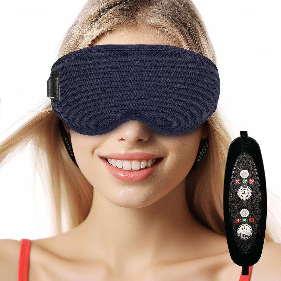Heated Eye Mask, USB Heating Eye Mask with 3 Heating Mode,3D Contoured Sleep Mask,Hot Eye Compress Mask for Men Women with Timer for Dry Eye,Tired Eyes,MGD, Dark Circles,Puffiness