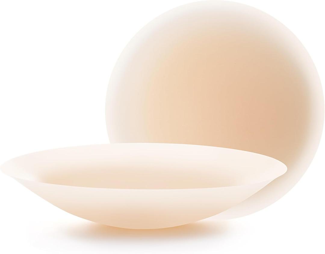 Nippies Reusable Nipple Covers for Women - Extra Thick, Teardrop & Semi-Circle Styles - No-Show Coverage for Backless Outfits (Creme)