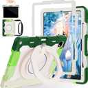 ROISKIN for iPad Pro 13 inch Case (M5 2025 / M4 2024) -with HD Screen Protector, 360 Rotating Kickstand/Handle, Shoulder Strap, Pen Holder, Heavy Duty Military Grade - Kids Friendly