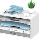 3-Tier Paper Organizer for Desk, Adjustable Mail Organizer, White