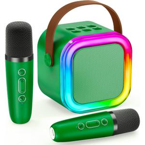 IROO Mini Karaoke Machine for Kids, 2025 TOP Toys Birthday Gifts Ideas for Girls Ages 4, 5, 6, 7, 8, 9, 10, 12+ Years Old, Portable Bluetooth Speaker with 2 Wireless Mics for Party Toddlers(DarkGreen) (Olive)