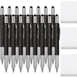 Zhanmai 16 Pieces 8 Pcs Gifts for Men Fathers Day Dad Gifts from Daughter Son Wife 6 in 1 Multitool Pen Set with Refills Screwdriver Ruler Levelgauge Birthday Graduation (Black)
