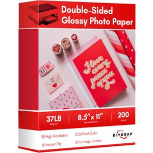 200Sheets Inkjet Glossy Double Sided Brochure Paper 37LB 140gsm Bulk Package Thin Double Sided Glossy Photo Paper for Magazine, Flyer, Presentation, Program,Calendar