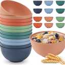 HOTEC 12-PACK BPA Free Unbreakable Plastic Cereal Bowls - Microwave & Dishwasher Safe Soup Salad Camping Bowls, 26OZ, Multicolor