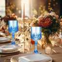 XKXKKE Blue Plastic Wine Glasses Set of 24, Plastic Water Goblets for Parties, Stemmed Drinking Glasses for Wedding Reception, Grand Event Party Bar Supplies Reusable Drinking Cups