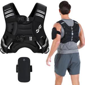 Sportneer Weighted Vest Woman:25lb Weight Vest for Walking with Phone Bag, Adjustable Women Weighted Vest for Running Rucking Vest for Jogging Strength Training Weight Loss (Black), 25lbs 