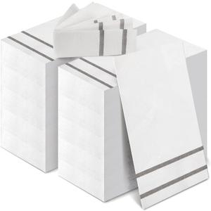 400 Pack Disposable Guest Towels for Bathroom Paper Hand Towels Bulk Elegant Dinner Napkins Decorative Paper Napkins for Bathroom Kitchen Parties Weddings (Silver Gray)