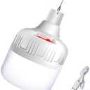 Newest 30W 5500LM Waterproof Rechargeable LED Night Light Bulb,Dimmable Emergency Lights, Outdoor BBQ Hanging Light, Bright Lights for Tent Lantern/Patio/Garden/Power Failure