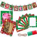 Janlaugh 100 Pcs Christmas Paper Photo Frames 4x6 Red and Green Paper Picture Frame with 100 Clip 10 String Kit DIY Hanging Cardboard Photo Holder Christmas Wall Decor Wedding Home