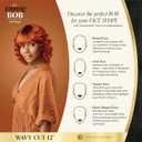 Sensationnel Empire Bob Humanhair Wig - Wavy Cut 12 Inch Face Framing Mesh Cap for Comfort With Bangs (1 JETBLACK)