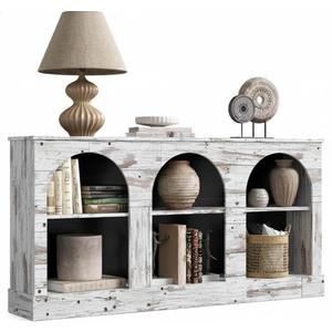 LITTLE TREE 63" Modern Console Sofa Table with 3-Tier Storage, Wooden Rectangular Foyer Table, for Entrance, Hallway, Living Room