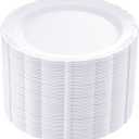 DaYammi 60PCS White Plastic Plates, Heavy Duty White Disposable Plates Premium 10inch Dinner Plates Hard Plastic Plates Disposable for Party Wedding Bridal Shower (60pcs Dinner, A White)