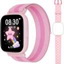 Smart Watch for Kids No Phone No APP Needed, 1.83" Fitness Tracker Watch with Pedometer, Step Counter Heart Rate/Sleep Monitor, IP68 Waterproof, Puzzle Games for Girls Teens 5-12, Nylon (Pink)