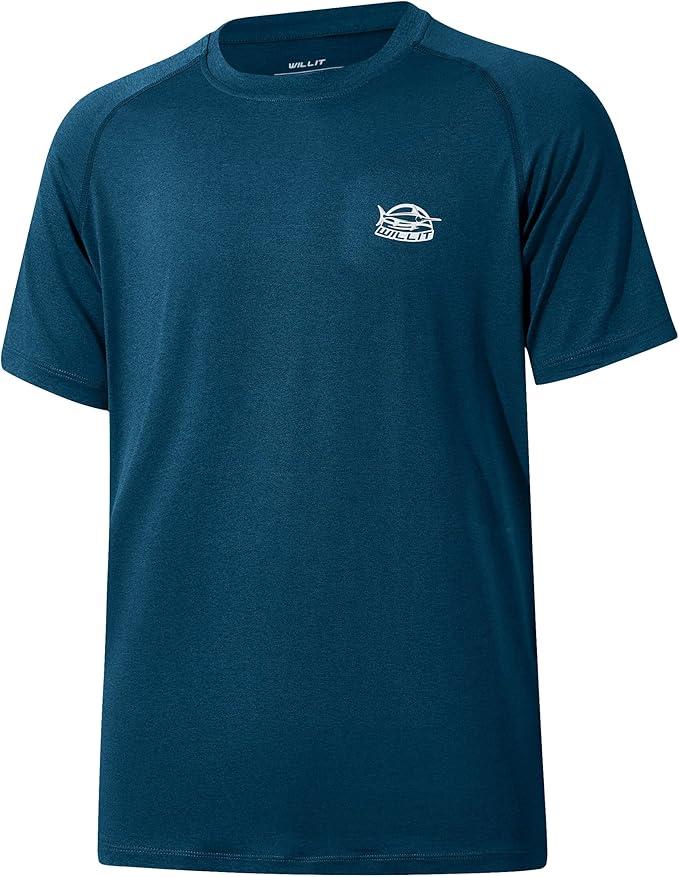 Willit Men's Rashguard Swim Shirt Short Sleeve UPF 50+ Sun Protection Shirt SPF Quick Dry Water Shirt (M)