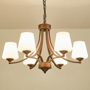 6-Light Farmhouse Chandelier Oil Rubbed Bronze Pendant Light Fixture with Frosted Glass, Rustic Ceiling Lighting Modern Hanging Lamp for Dining Room Living Room Bedroom, 47.2" Height Adjustable